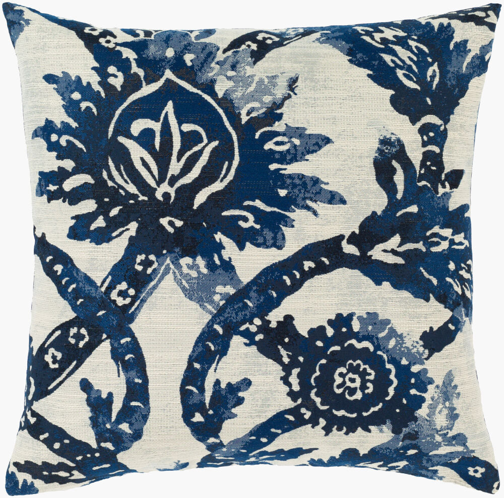 Sanya Bay Accent Pillow — Ink Blue/Ivory