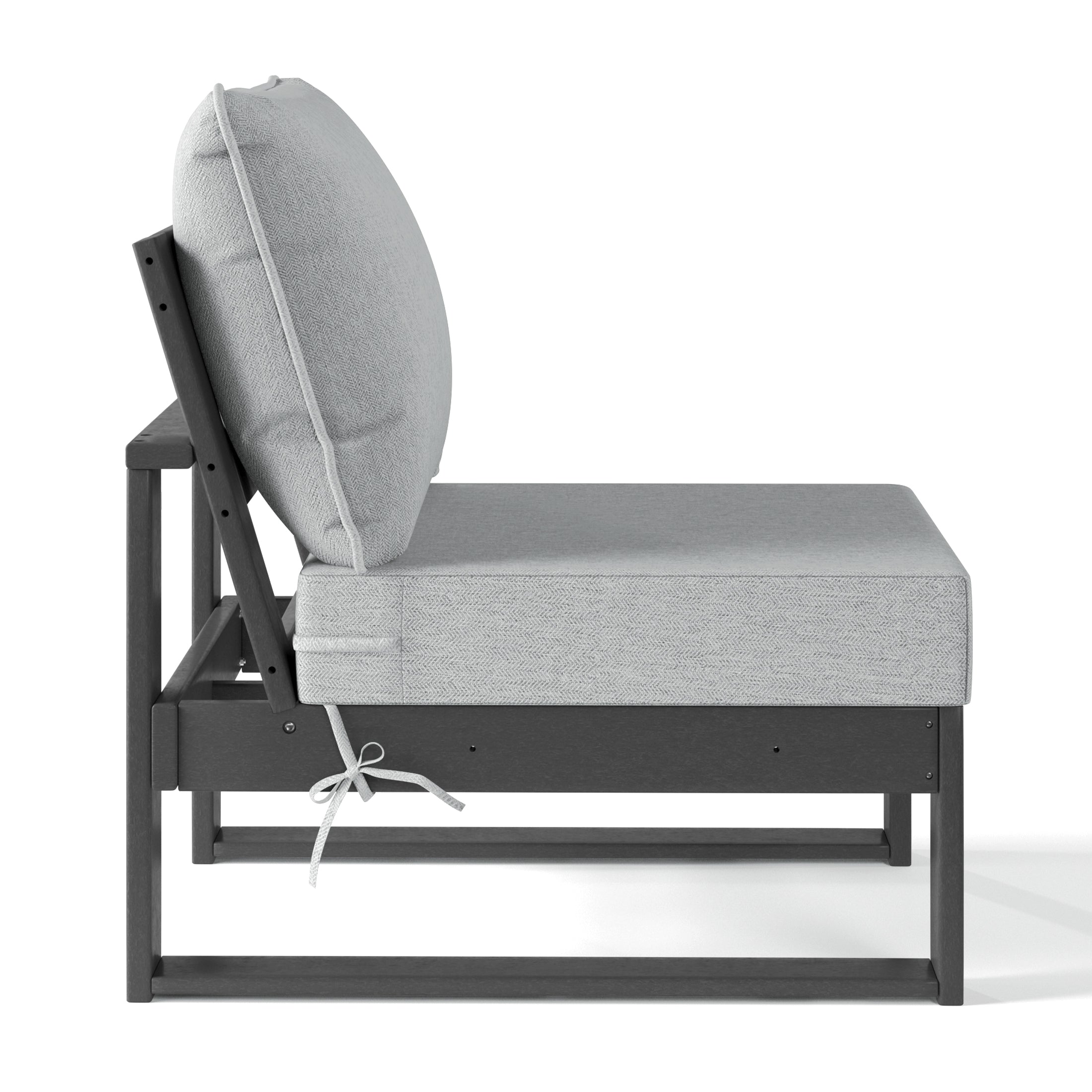 Signature All-Weather Outdoor Modular Deep Seating Cushioned Side Chair (Center Sectional Seat) Gray Light Gray Seahawk Designs Patio Chairs