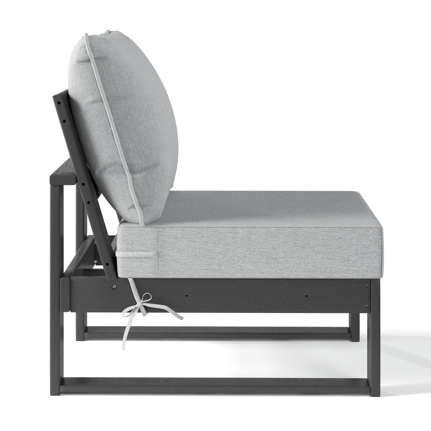 Signature All-Weather Outdoor Modular Deep Seating Cushioned Side Chair (Center Sectional Seat) Gray Light Gray Seahawk Designs Patio Chairs