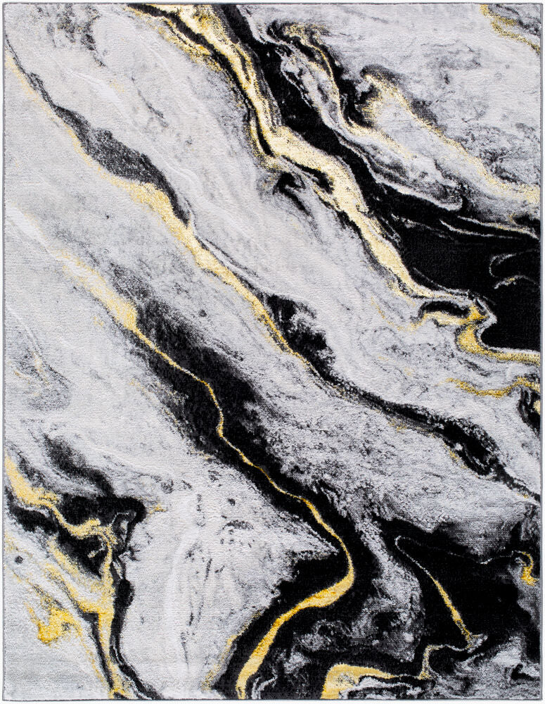 Sunrise Machine Woven Rug — Black/Charcoal
