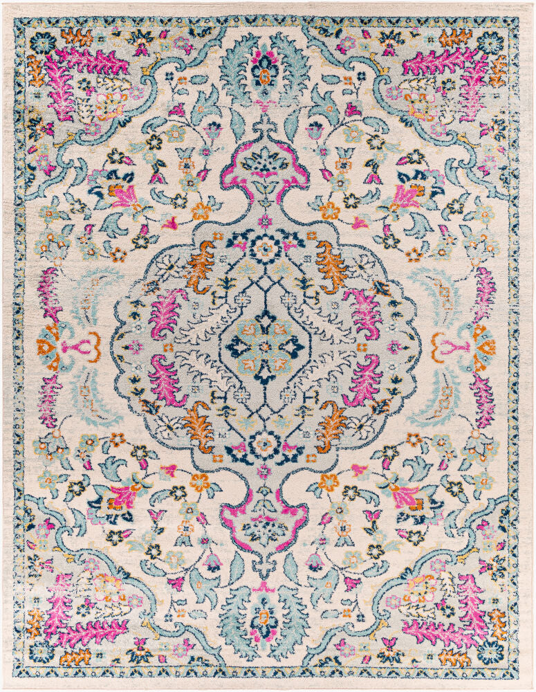 Sunderland Machine Woven Rug — Aqua/Burnt Orange