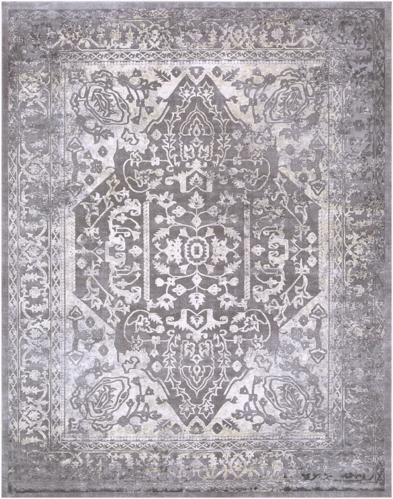 Tibetan Machine Woven Rug — Charcoal/Ivory
