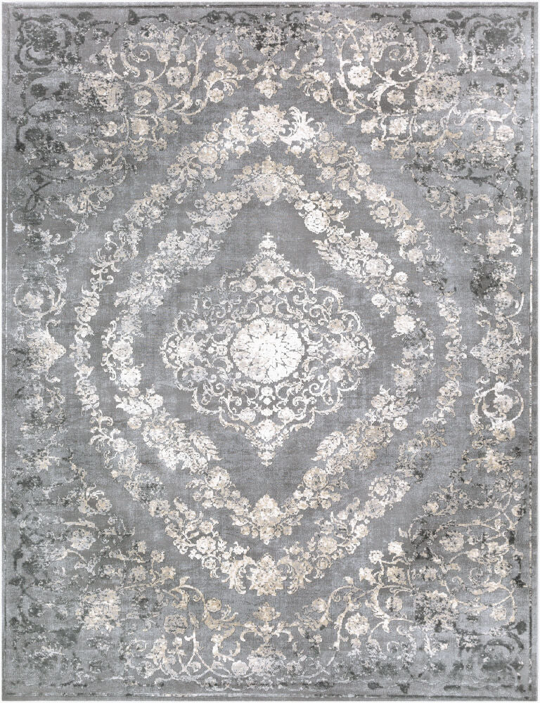 Tibetan Machine Woven Rug — Beige/Charcoal