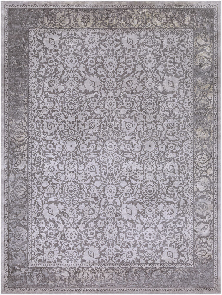 Tibetan Machine Woven Rug — Charcoal/Ivory