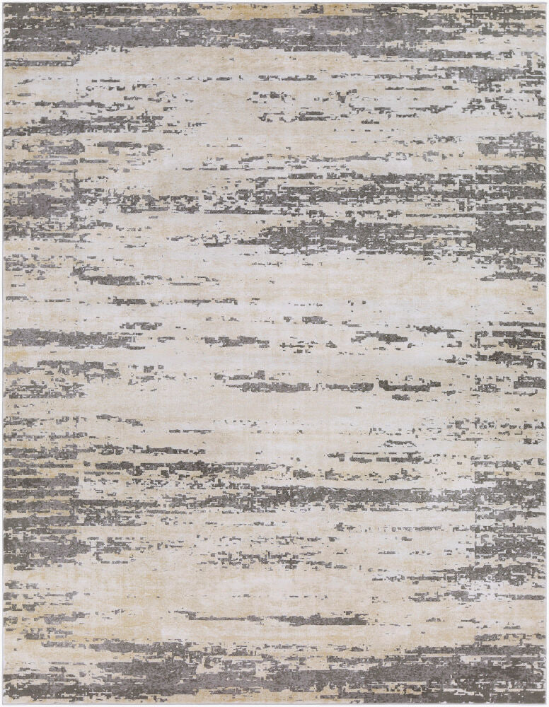 Tibetan Machine Woven Rug — Beige/Charcoal