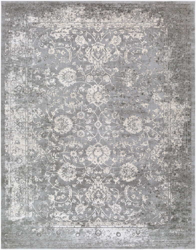 Tibetan Machine Woven Rug — Charcoal/Ivory