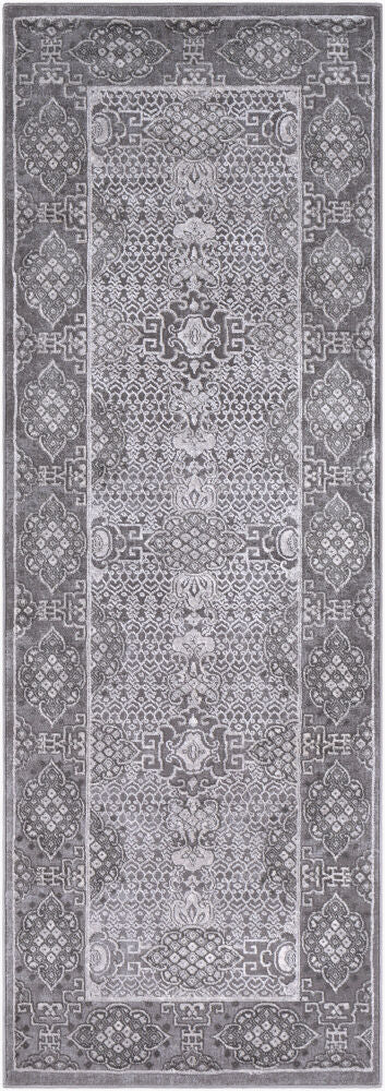 Tibetan Machine Woven Rug — Charcoal/Ivory
