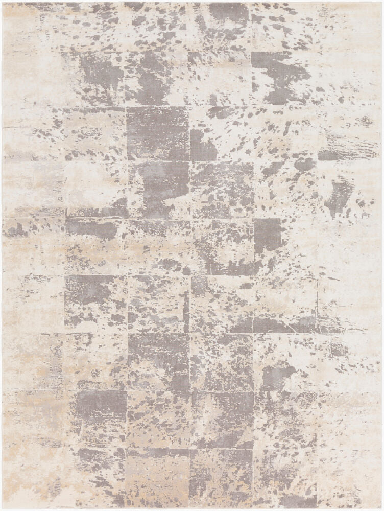 Tibetan Machine Woven Rug — Beige/Charcoal