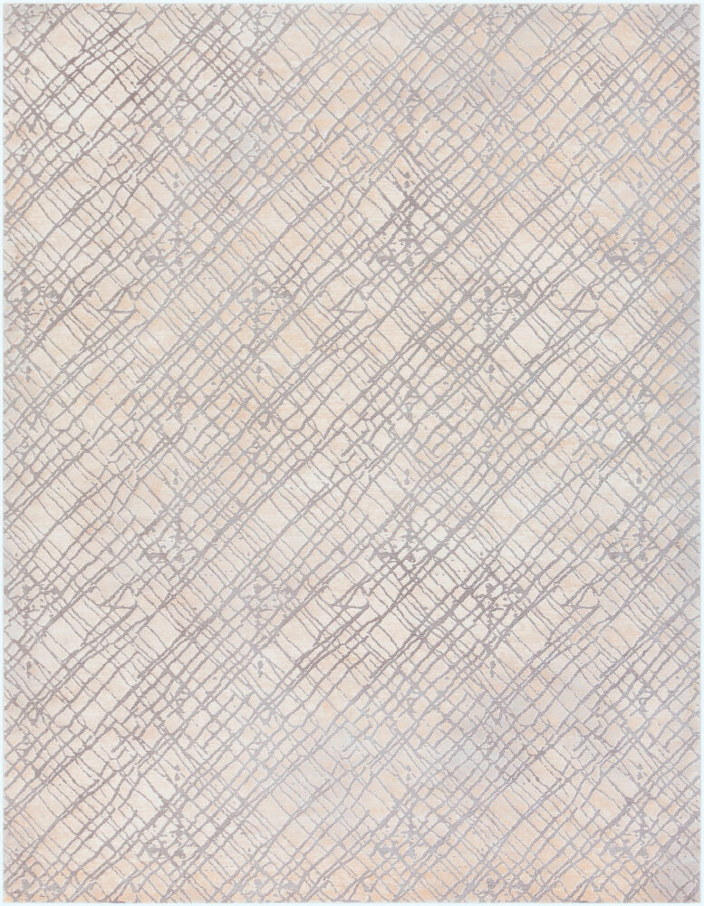 Tibetan Machine Woven Rug — Beige/Charcoal