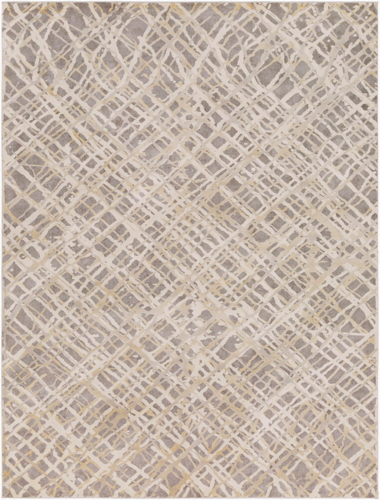 Tibetan Machine Woven Rug — Beige/Charcoal
