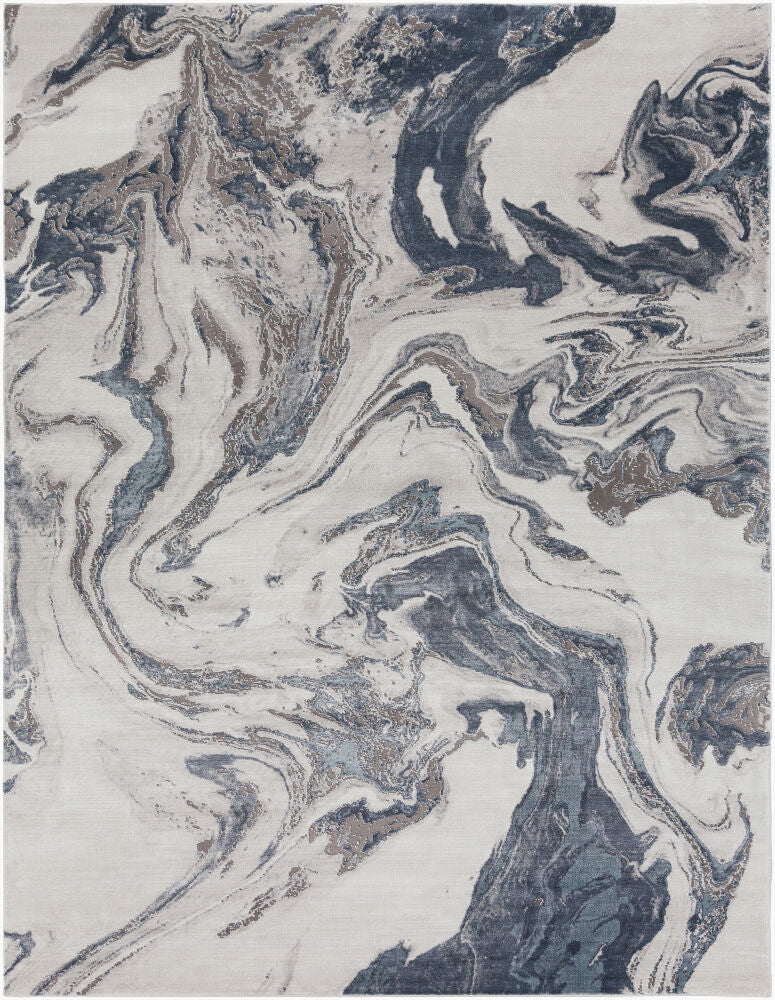 Tibetan Machine Woven Rug — Charcoal/Dark Blue