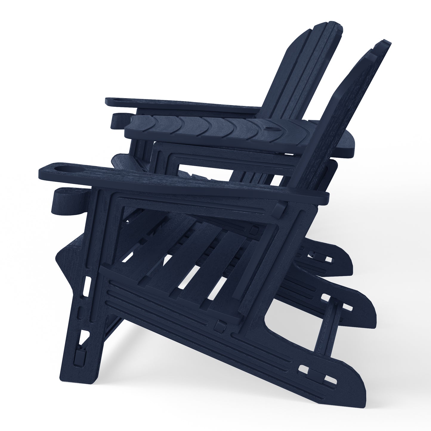 Set of Snap'n Lock Adirondack Chairs with Connecting Wedge Table (No Tools or Hardware) Seahawk Designs Adirondack Chairs
