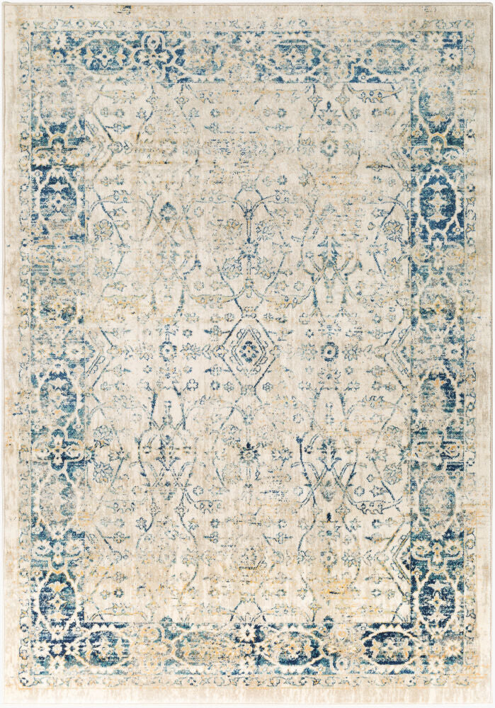 Tharunaya Machine Woven Rug — Cream/Dark Blue
