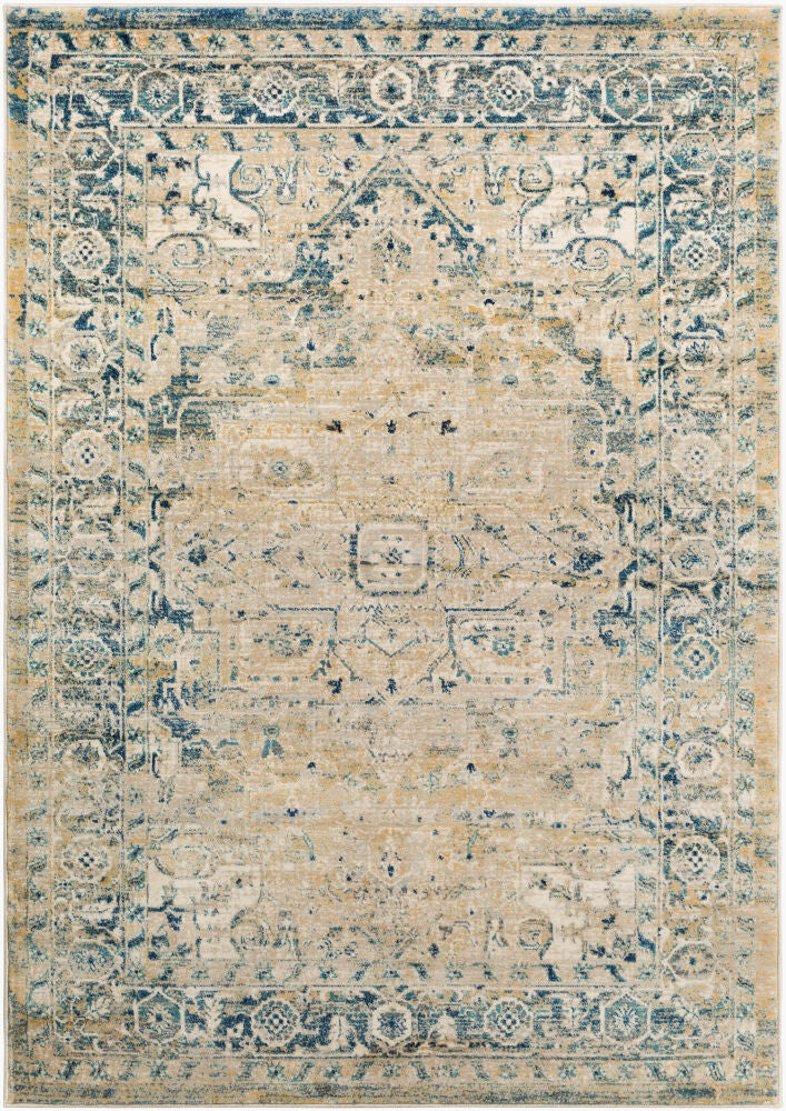 Tharunaya Machine Woven Rug — Cream/Dark Blue