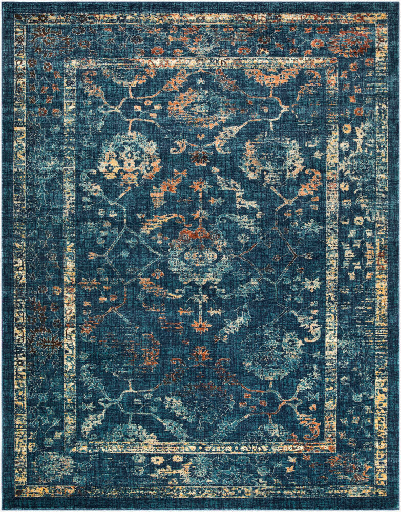 Tharunaya Machine Woven Rug — Cream/Dark Blue