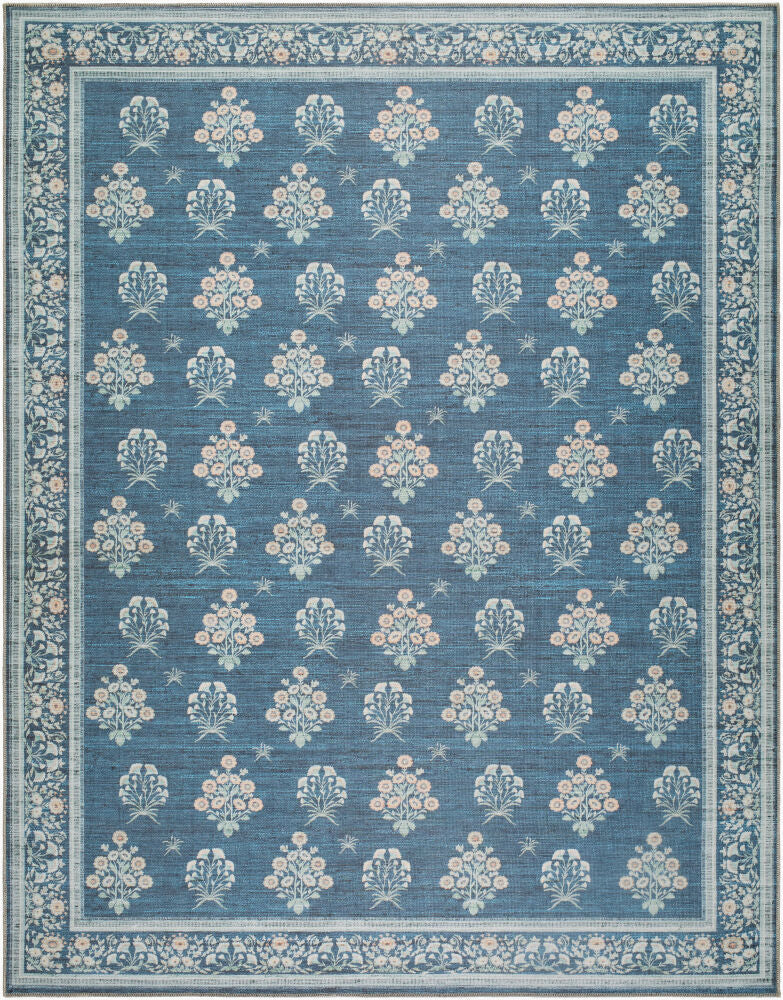 Thistle Machine Woven Rug — Burnt Orange/Dark Blue
