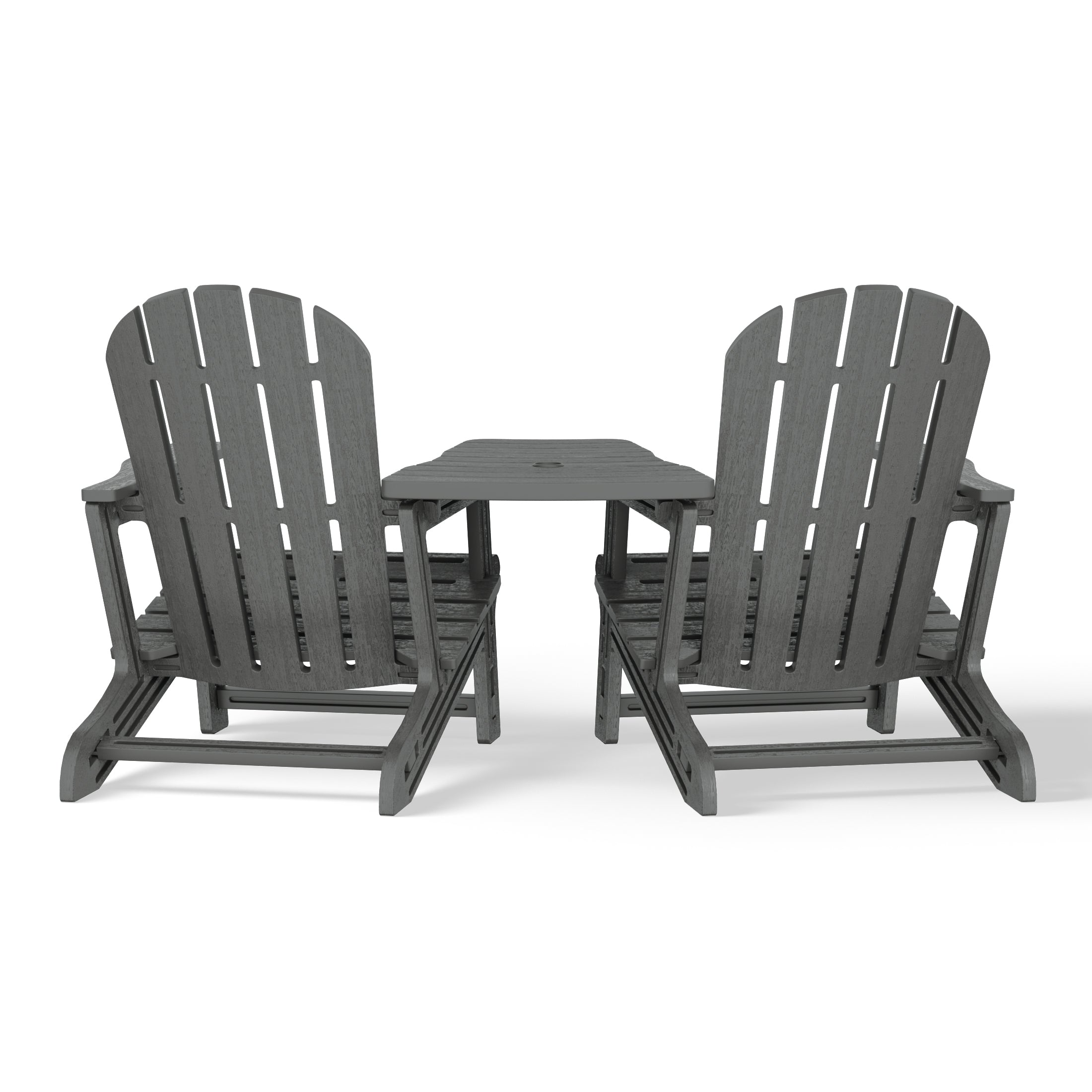 Set of Snap'n Lock Adirondack Chairs with Connecting Wedge Table (No Tools or Hardware) Seahawk Designs Adirondack Chairs
