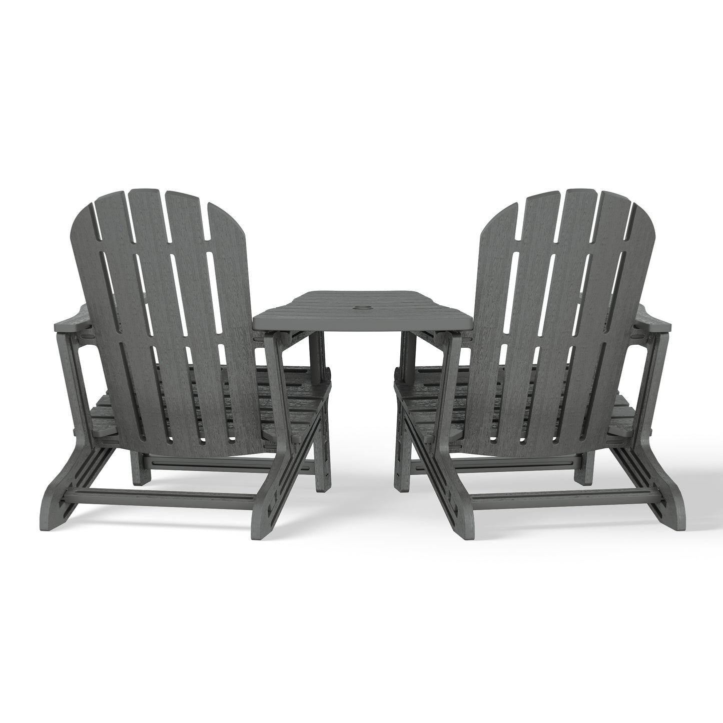 Set of Snap'n Lock Adirondack Chairs with Connecting Wedge Table (No Tools or Hardware) Seahawk Designs Adirondack Chairs