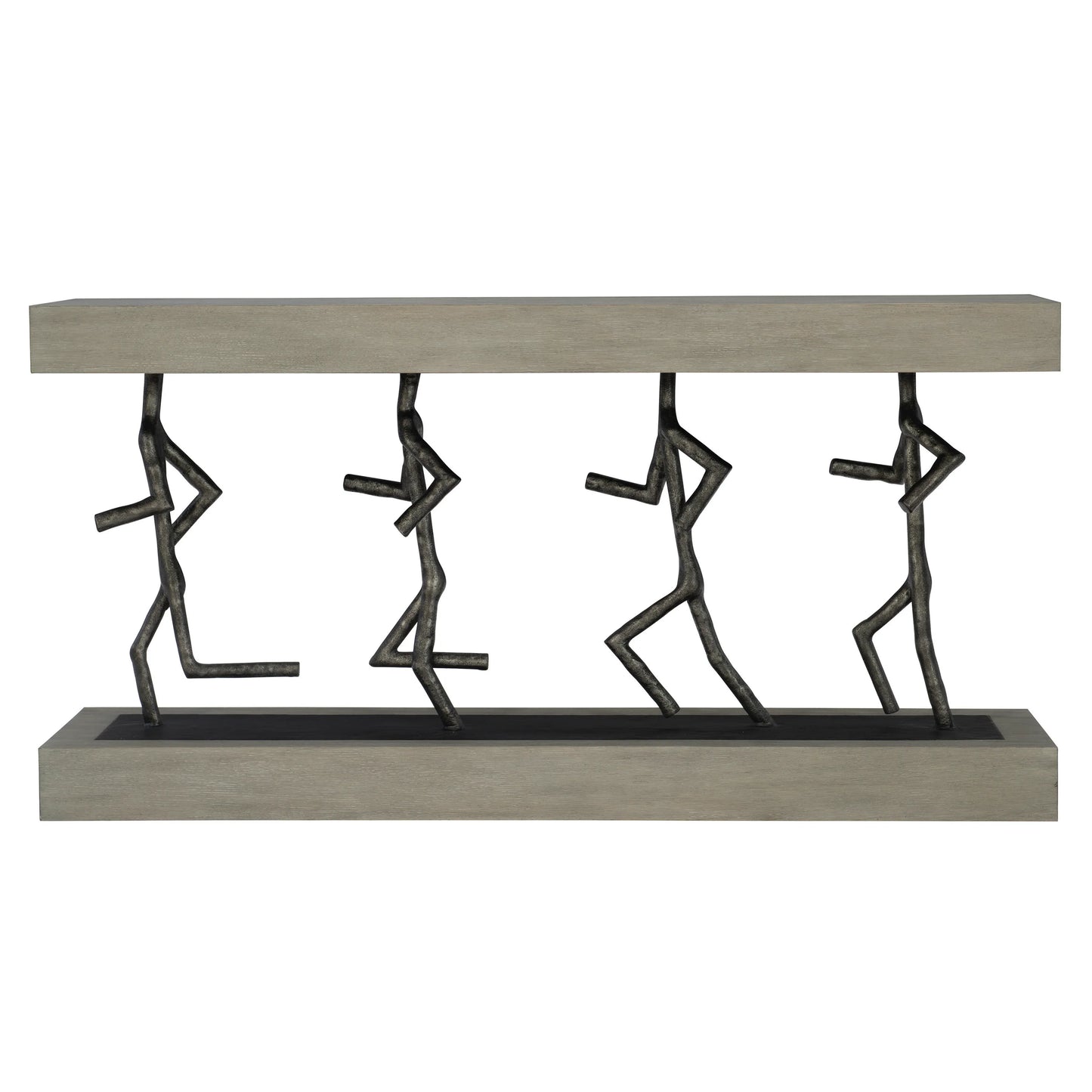 Bernhardt Theo Console Table — Cast Iron Figures, Cerused Oak Bernhardt Console Table