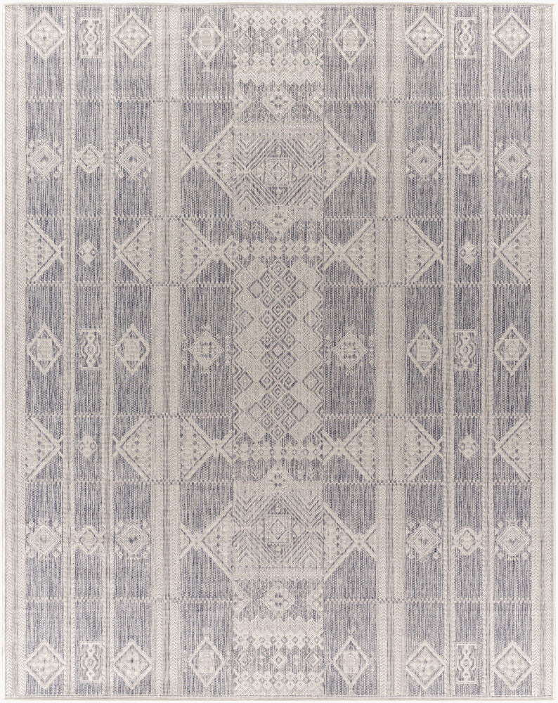 Tuareg Machine Woven Rug — Cream/Dark Blue
