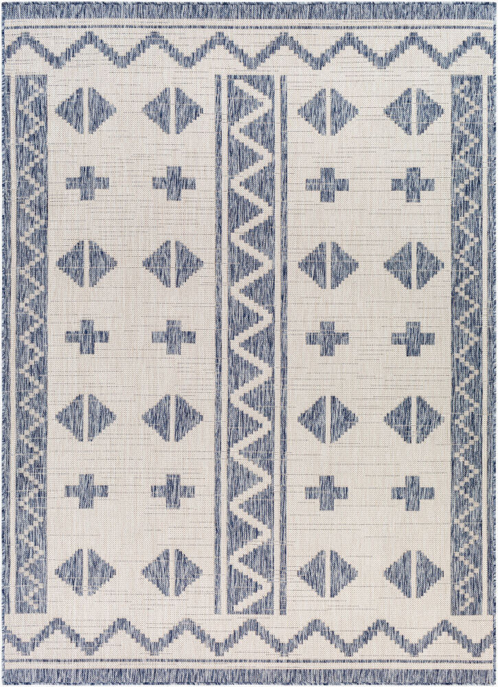 Tuareg Machine Woven Rug — Blue/Gray