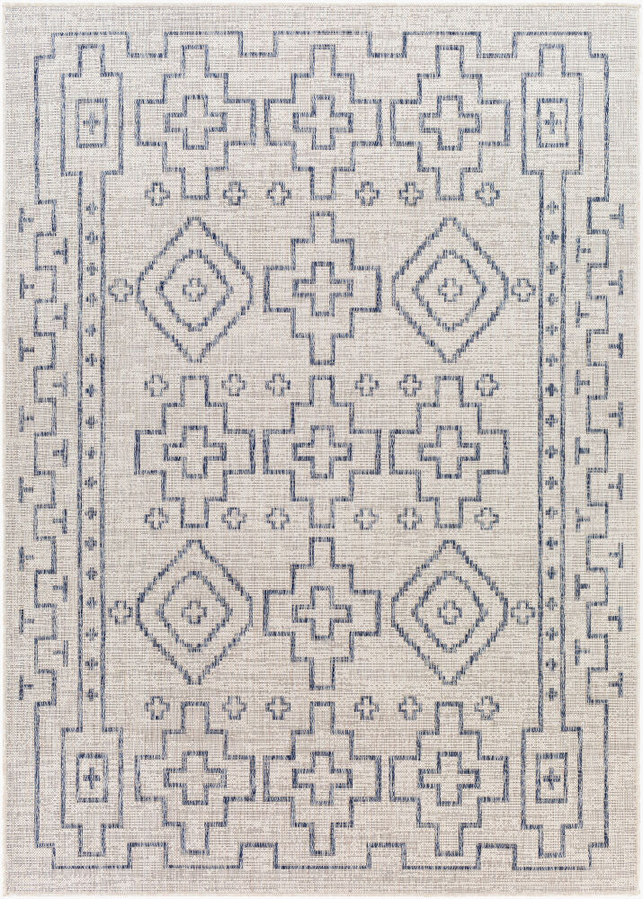 Tuareg Machine Woven Rug — Blue/Gray