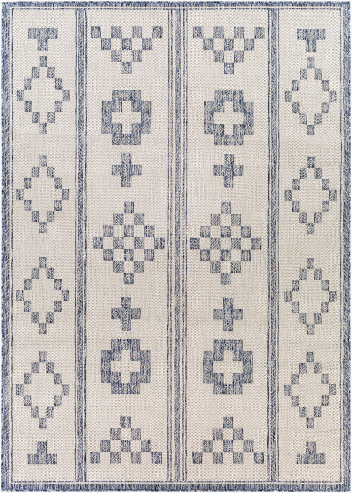 Tuareg Machine Woven Rug — Blue/Gray