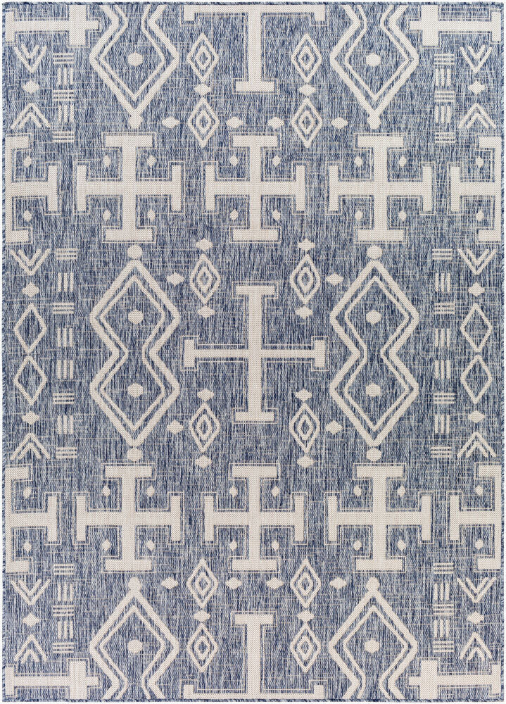 Tuareg Machine Woven Rug — Cream/Dark Blue
