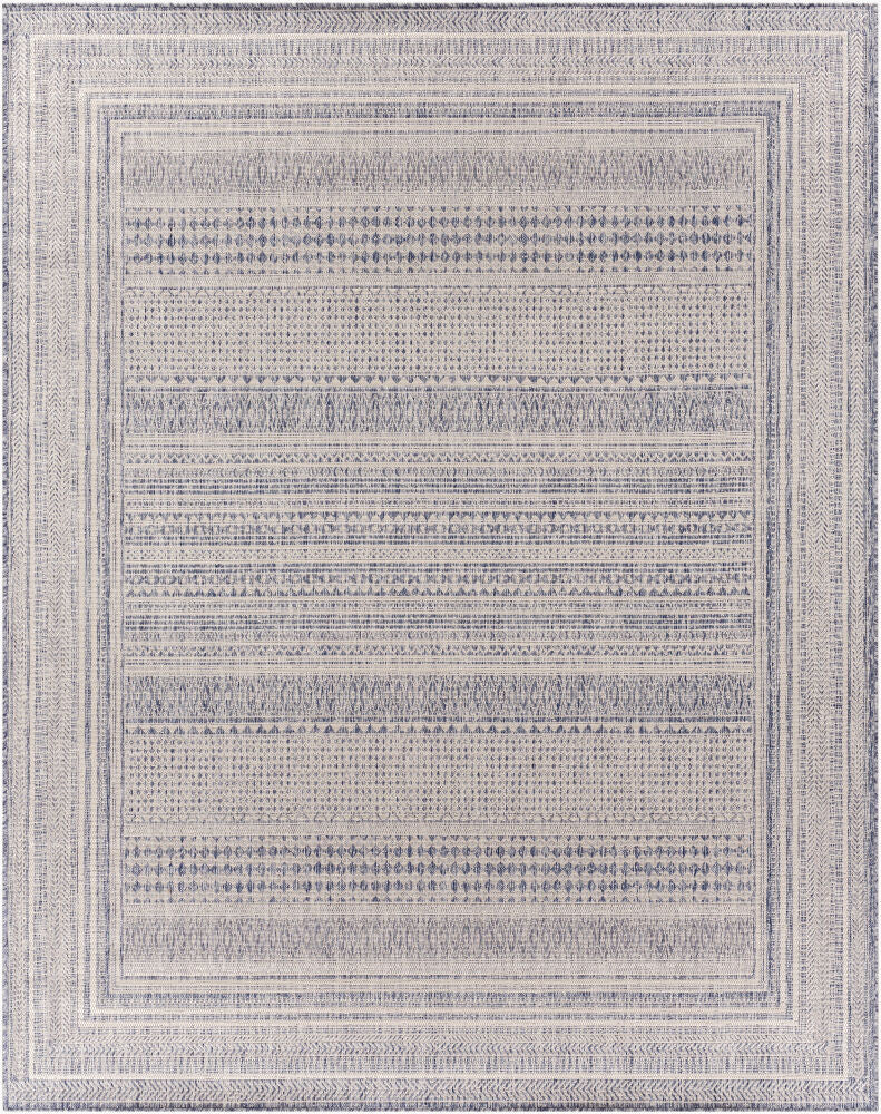 Tuareg Machine Woven Rug — Cream/Dark Blue