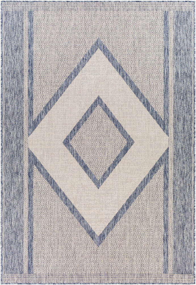 Tuareg Machine Woven Rug — Cream/Dark Blue