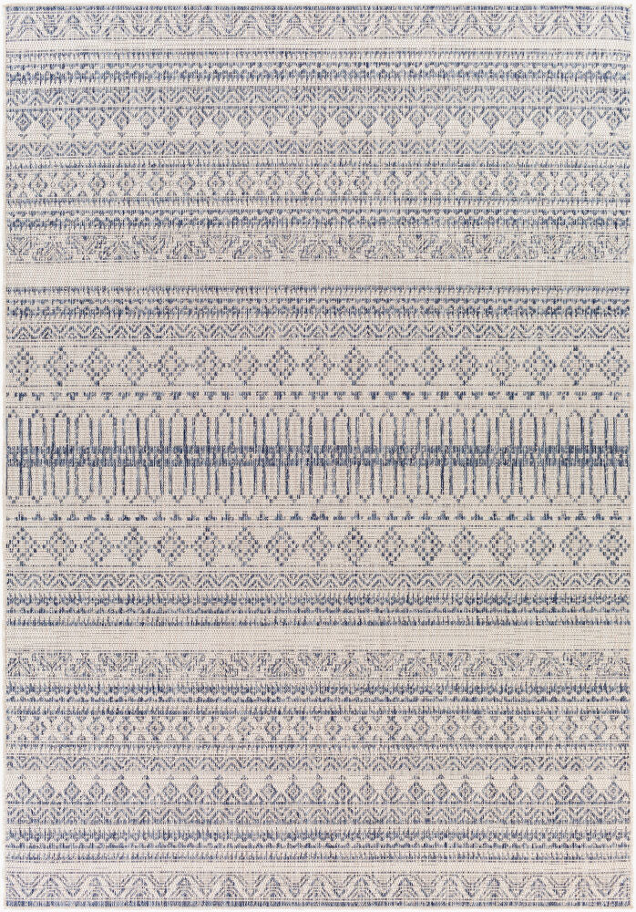 Tuareg Machine Woven Rug — Cream/Dark Blue