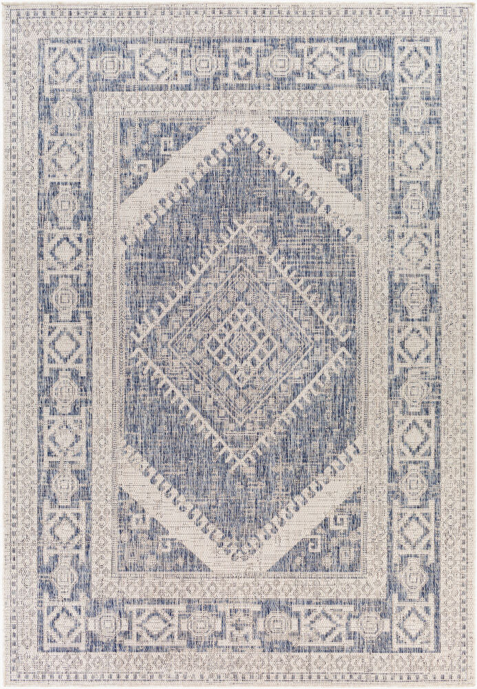 Tuareg Machine Woven Rug — Blue/Gray