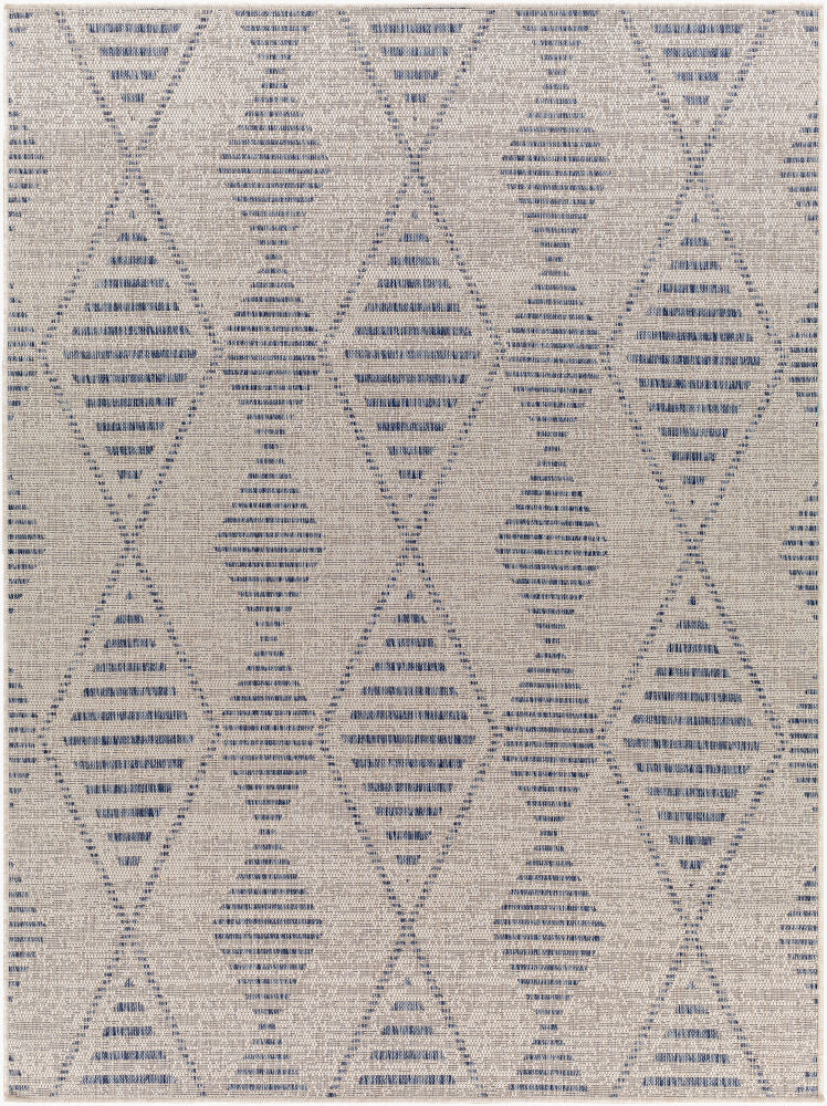 Tuareg Machine Woven Rug — Cream/Dark Blue