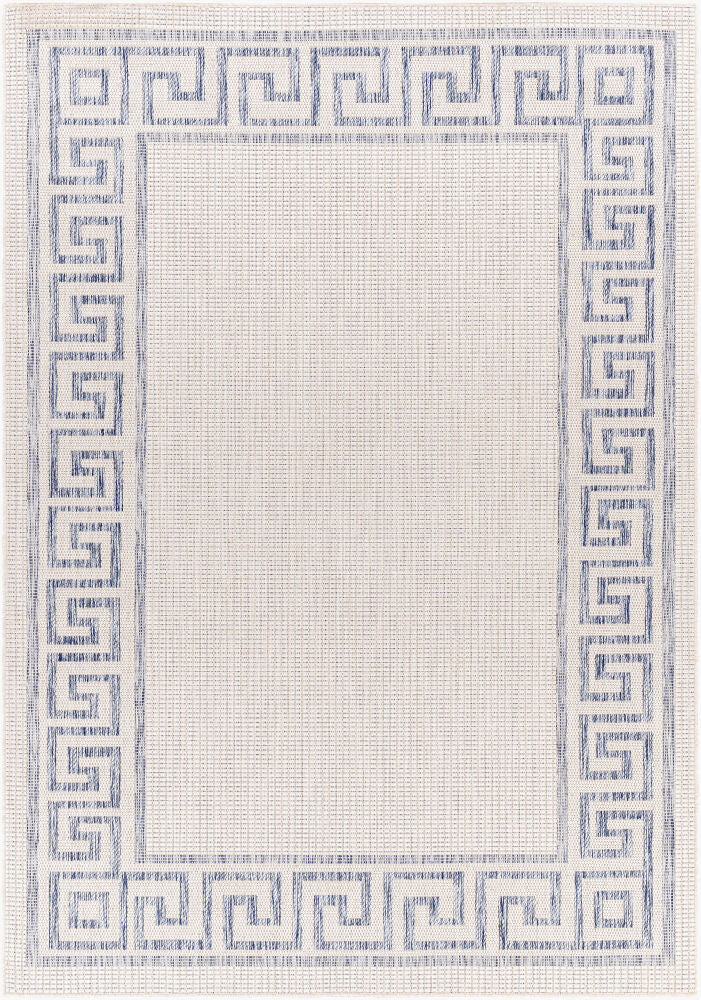 Tuareg Machine Woven Rug — Cream/Dark Blue