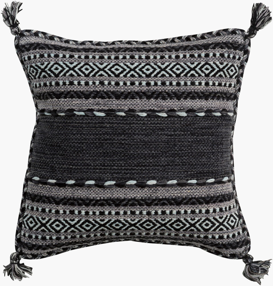Trenza Accent Pillow — Black/Charcoal
