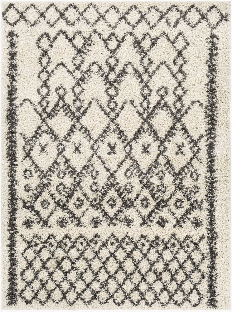 Taza Shag Machine Woven Rug — Charcoal/Cream