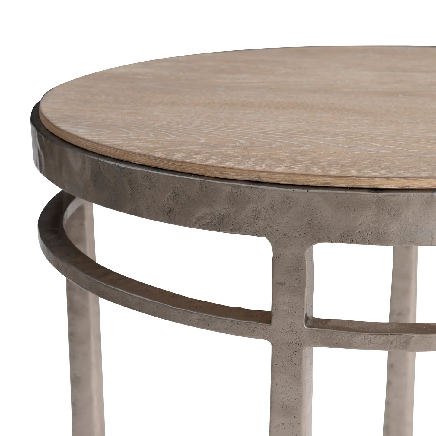 Bernhardt Aventura Side Table — Oak Ringed in Cast Aluminum Bernhardt End Table