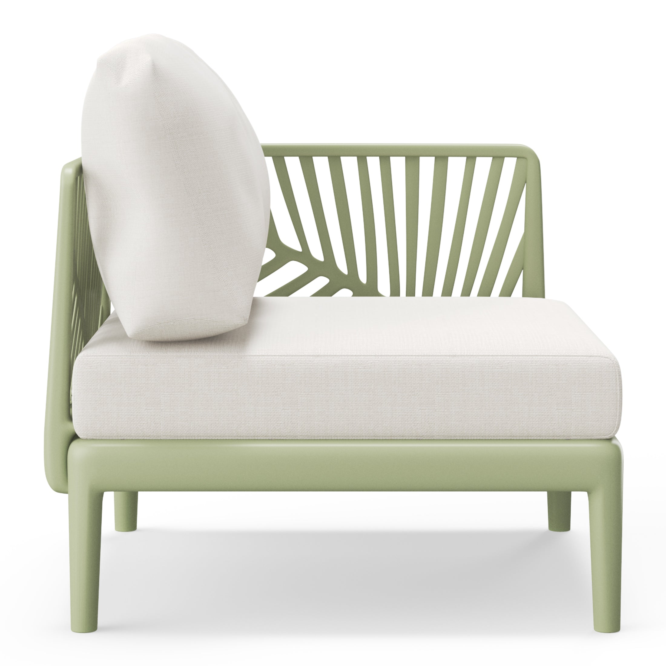 Polyform Deep Seating Right Arm Chair with Cushions Green Beige Seahawk Designs Patio Chairs