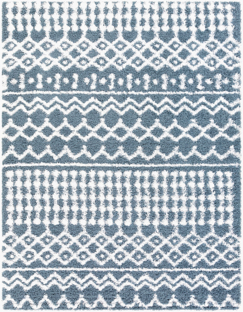 Urban Shag Machine Woven Rug — Denim/White