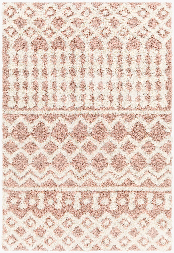 Urban Shag Machine Woven Rug — Dusty Pink/White