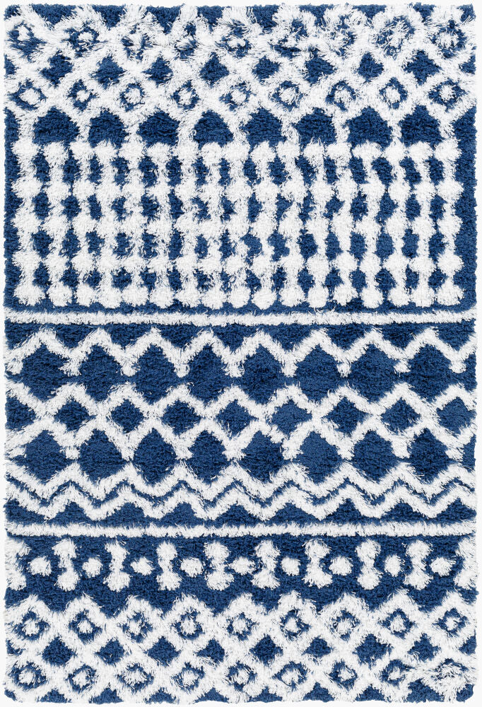 Urban Shag Machine Woven Rug — Navy/White