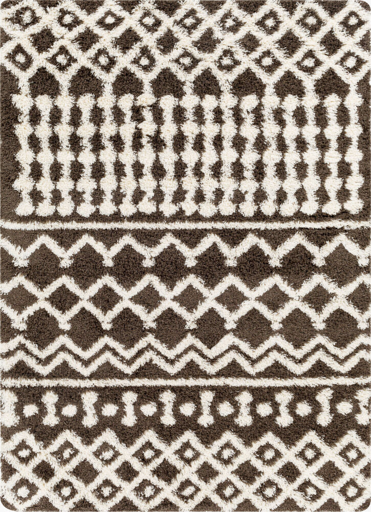 Urban Shag Machine Woven Rug — Dark Brown/Ivory
