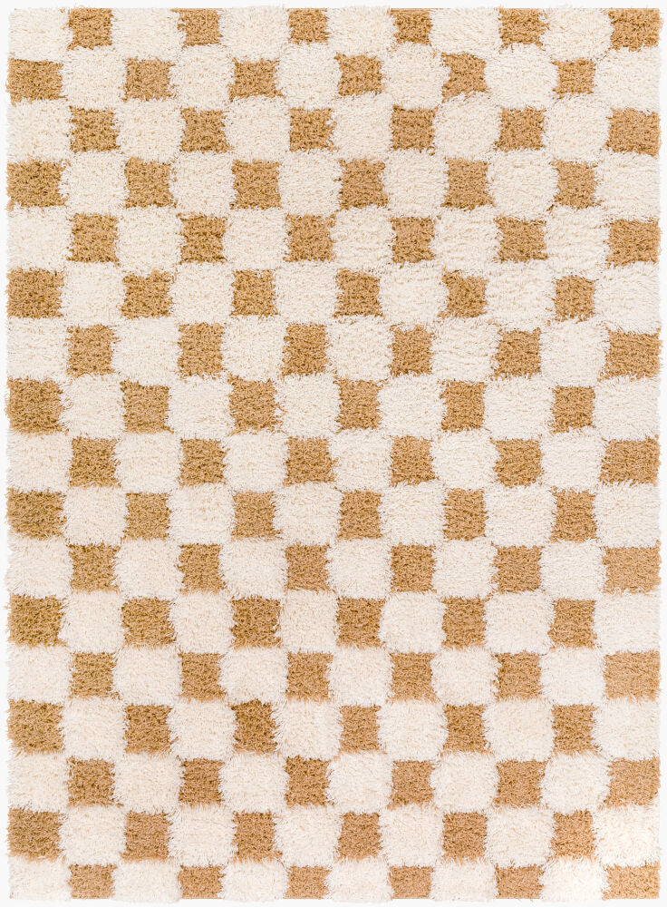 Urban Shag Machine Woven Rug — Cream/Mustard