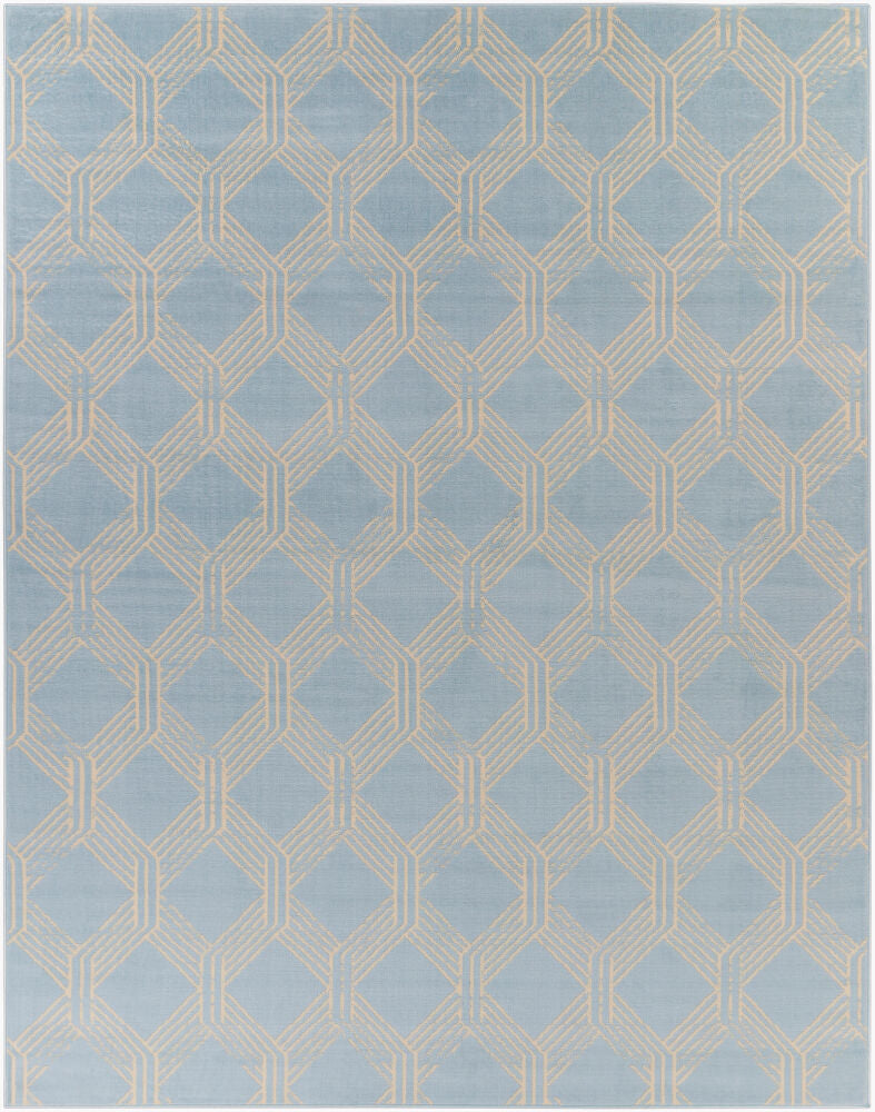 Ustad Machine Woven Rug — Cream/Ice Blue