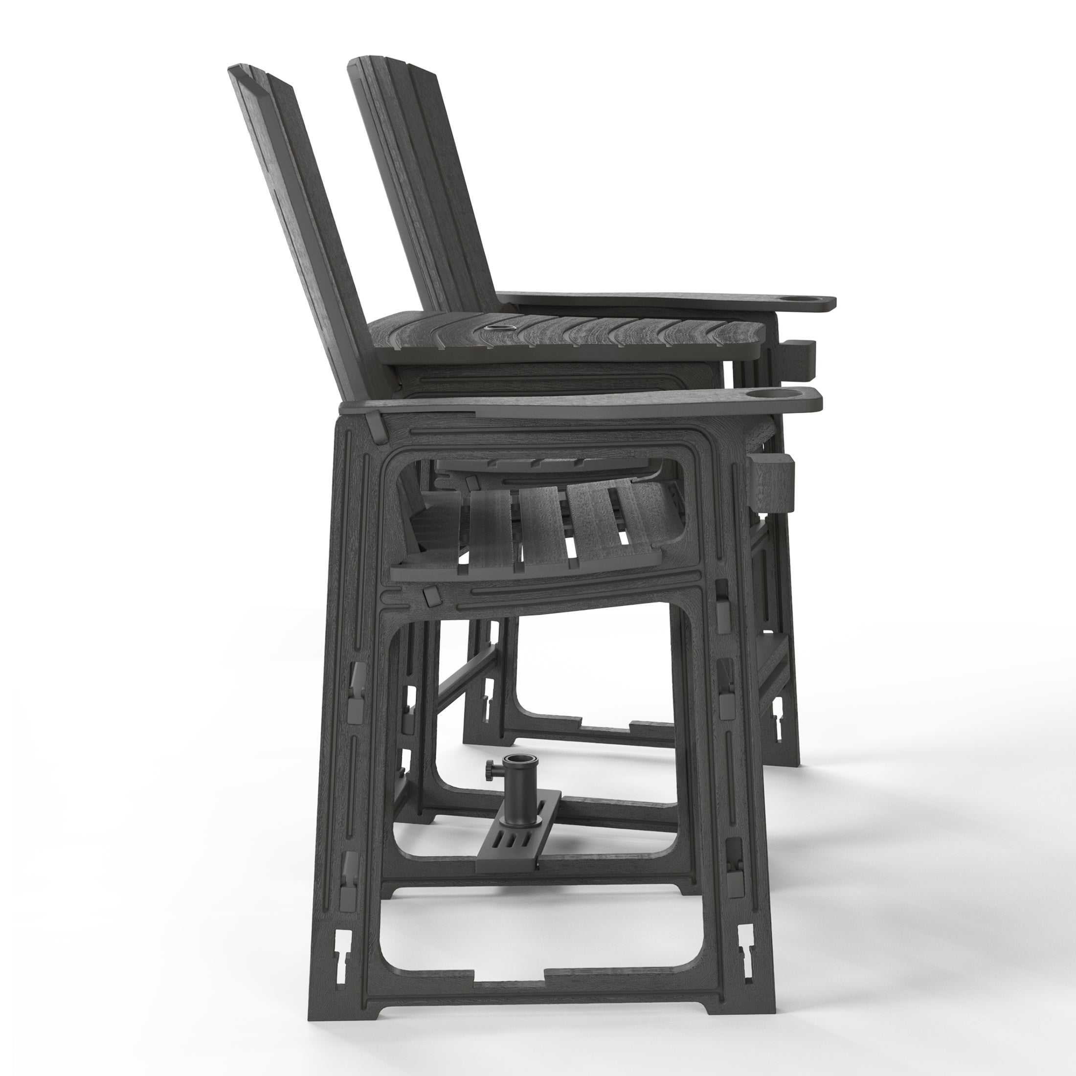 Snap’n Lock Adirondack Balcony Two-Chair Set with Connecting Wedge Table (No Tools or Hardware Required) Gray Seahawk Designs Patio Chairs