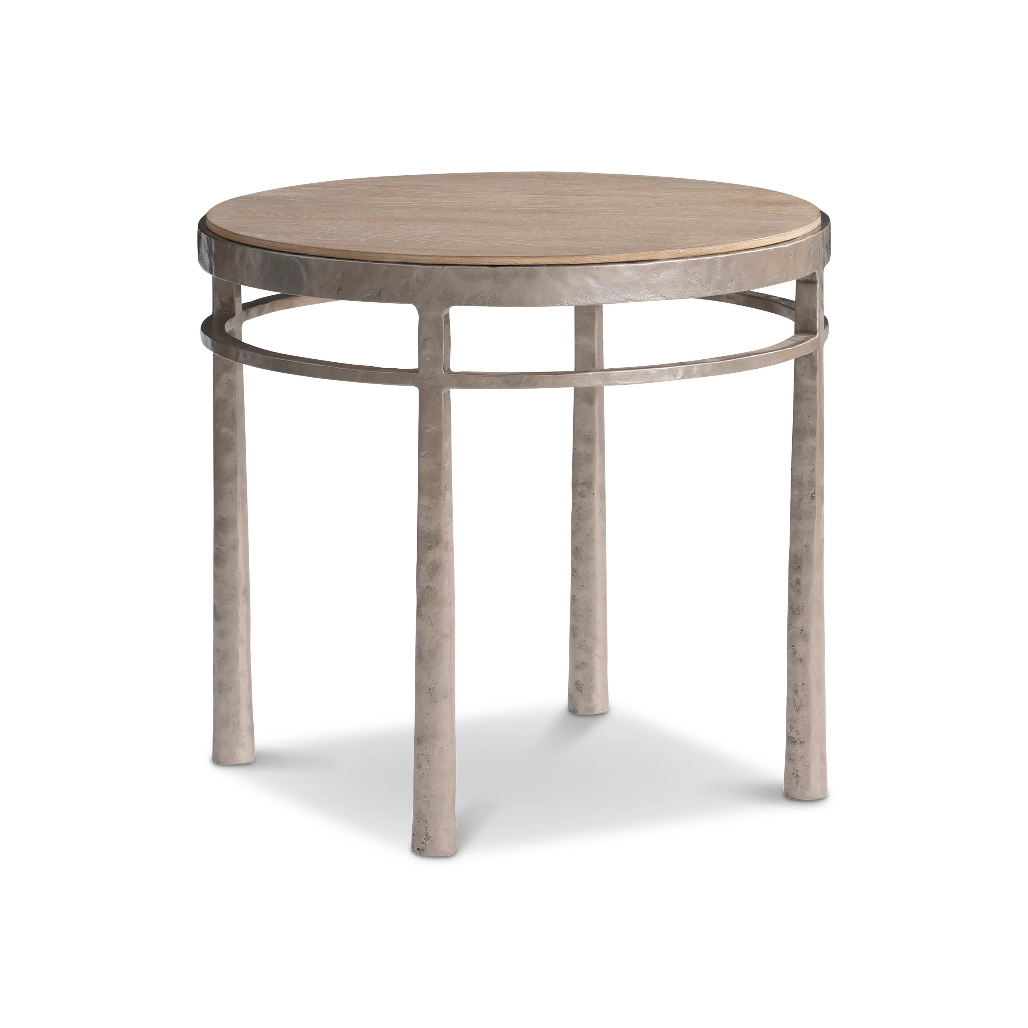 Bernhardt Aventura Side Table — Oak Ringed in Cast Aluminum Bernhardt End Table