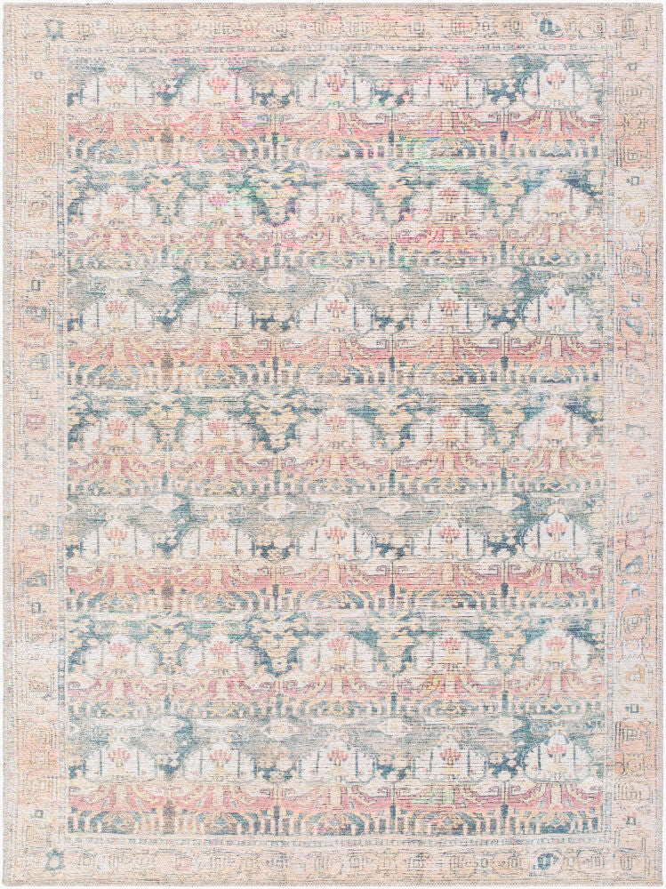 Vinny Machine Woven Rug — Cream/Medium Green