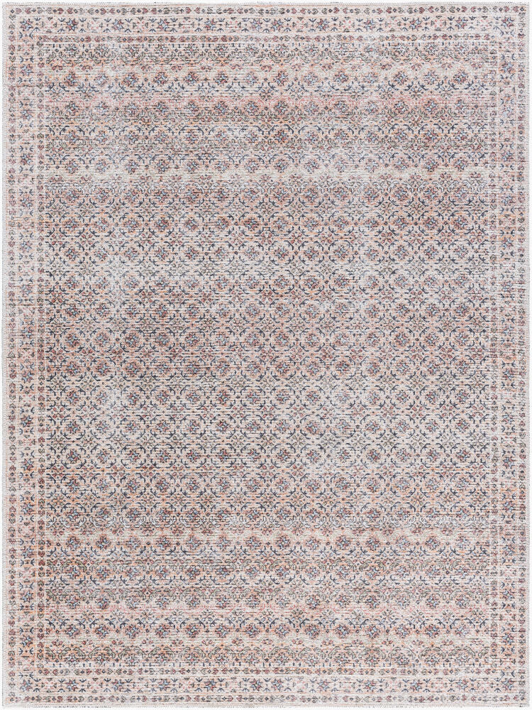 Vinny Machine Woven Rug — Beige/Burnt Orange