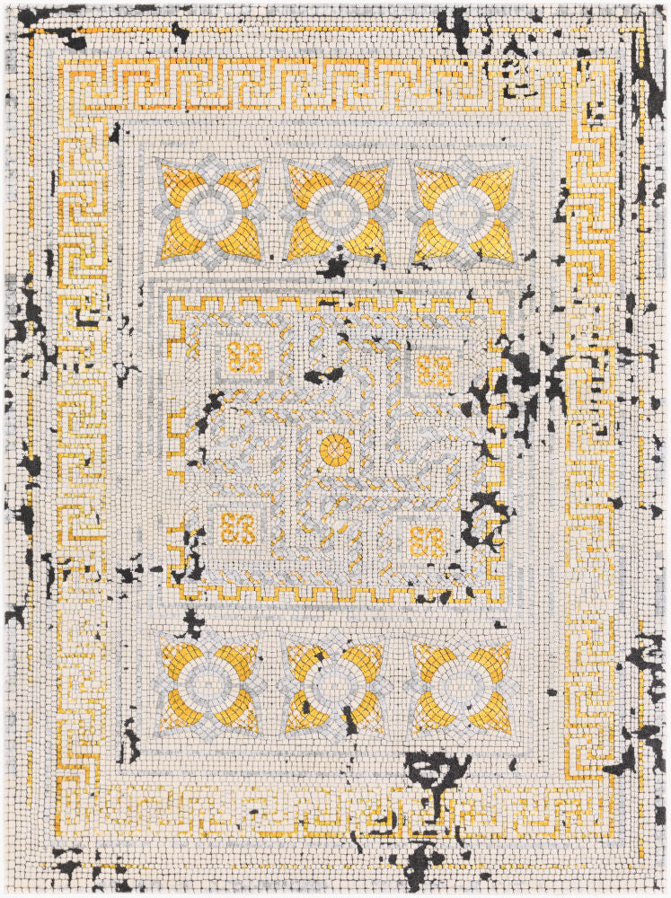 Venezia Machine Woven Rug — Black/Burnt Orange