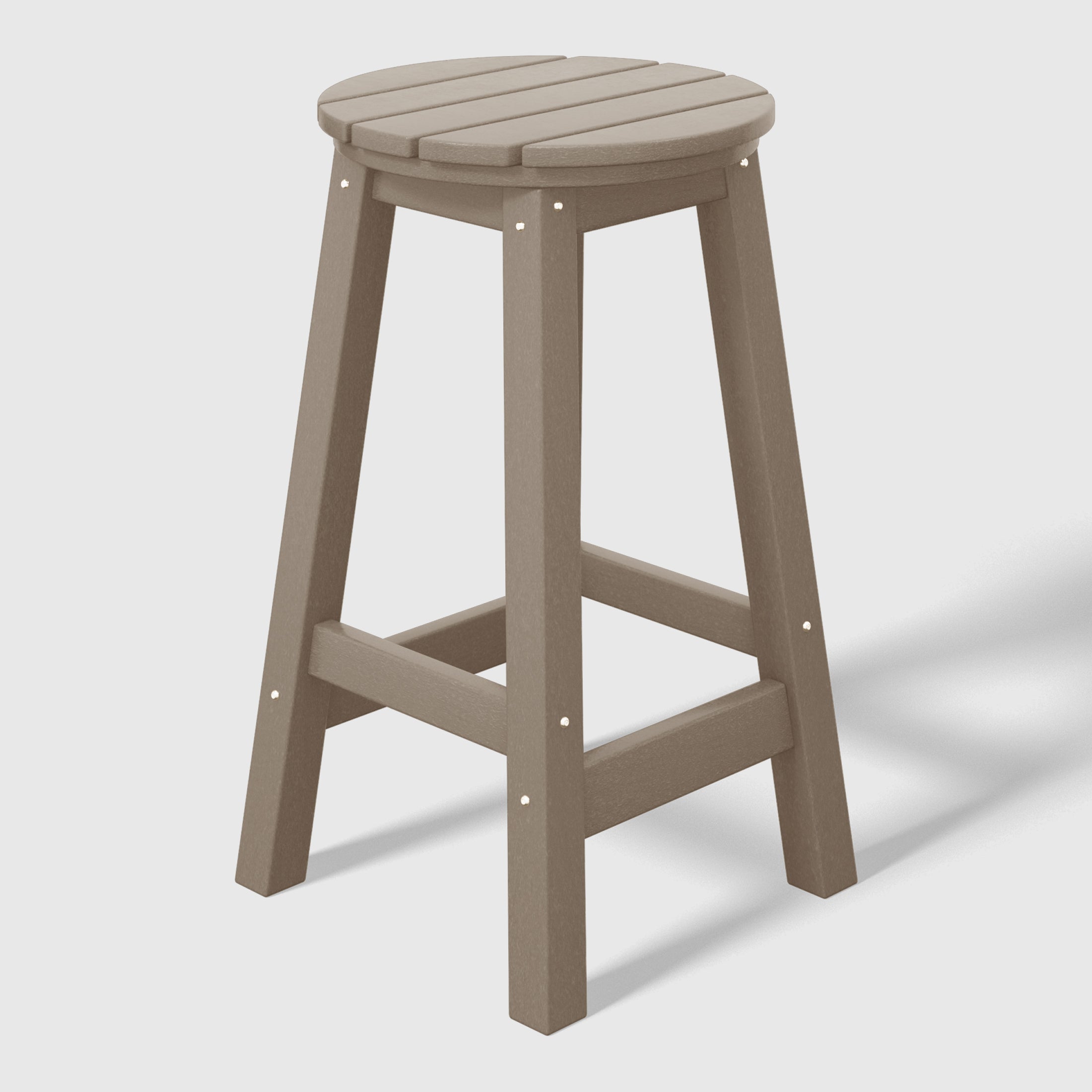 Stockholm All-Weather Outdoor Round Counter Stool (24" Height) Weathered Wood Seahawk Designs Patio Bar & Counter Stools